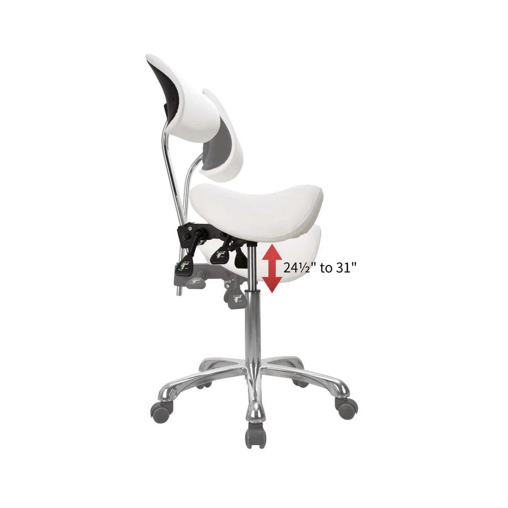 U-91025A Ergonomic Saddle Stool with Lengthened Back Support