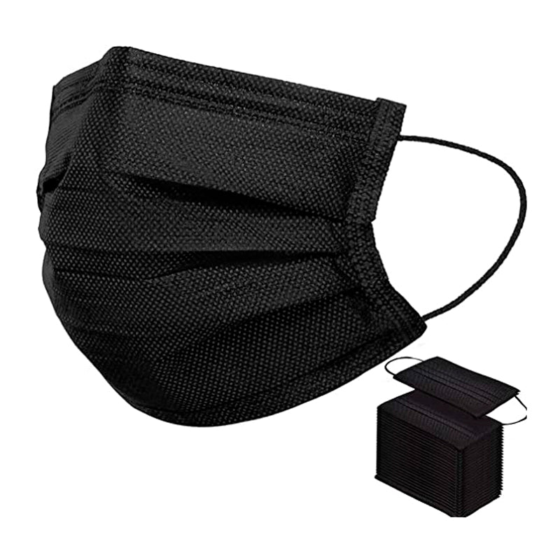 Face Mask 3 Layers Black (50 Pcs)