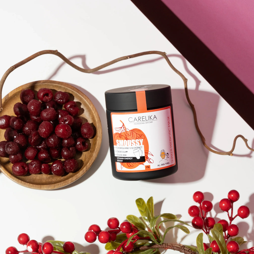 CARELIKA Shaker Prebiotic Smoussy Mask Acerola and Goji - vitamin energy boost Jar 15gr