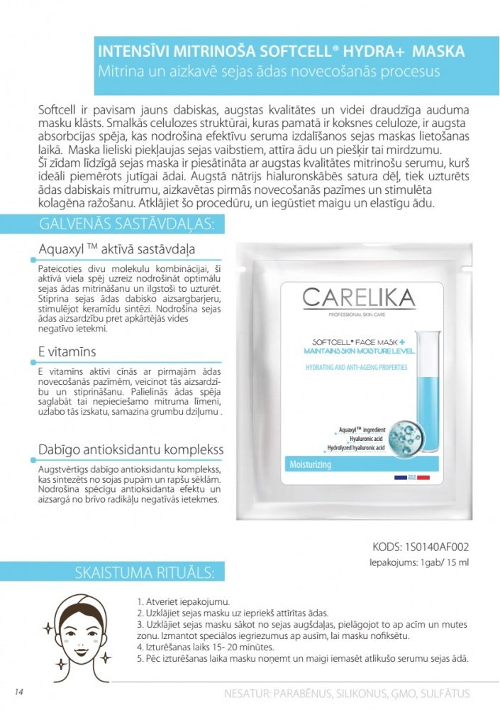 CARELIKA Moisturizing softcell face mask, 15ml