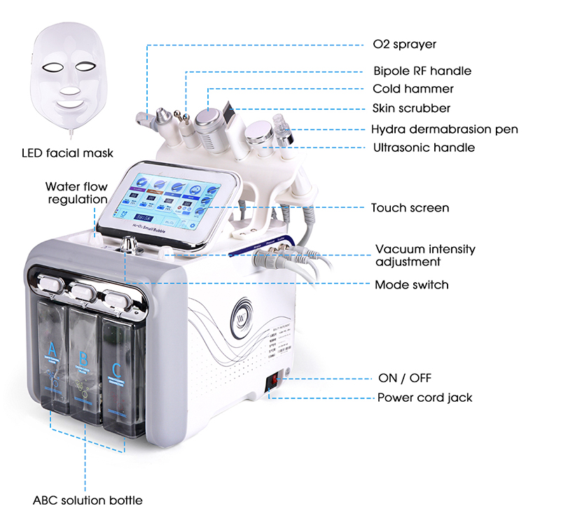 7 in 1 oxygen hydrafacial peel dermabrasion beauty machine with