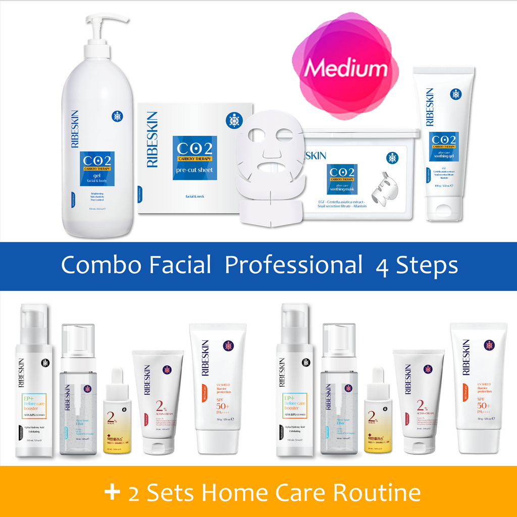 Ribeskin Facial CO2 Carboxy Therapy - Combo 4 Step - Plus 10 Retail Products