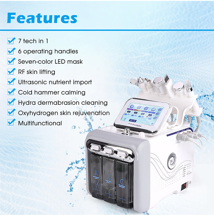 7 in 1 oxygen hydrafacial peel dermabrasion beauty machine with