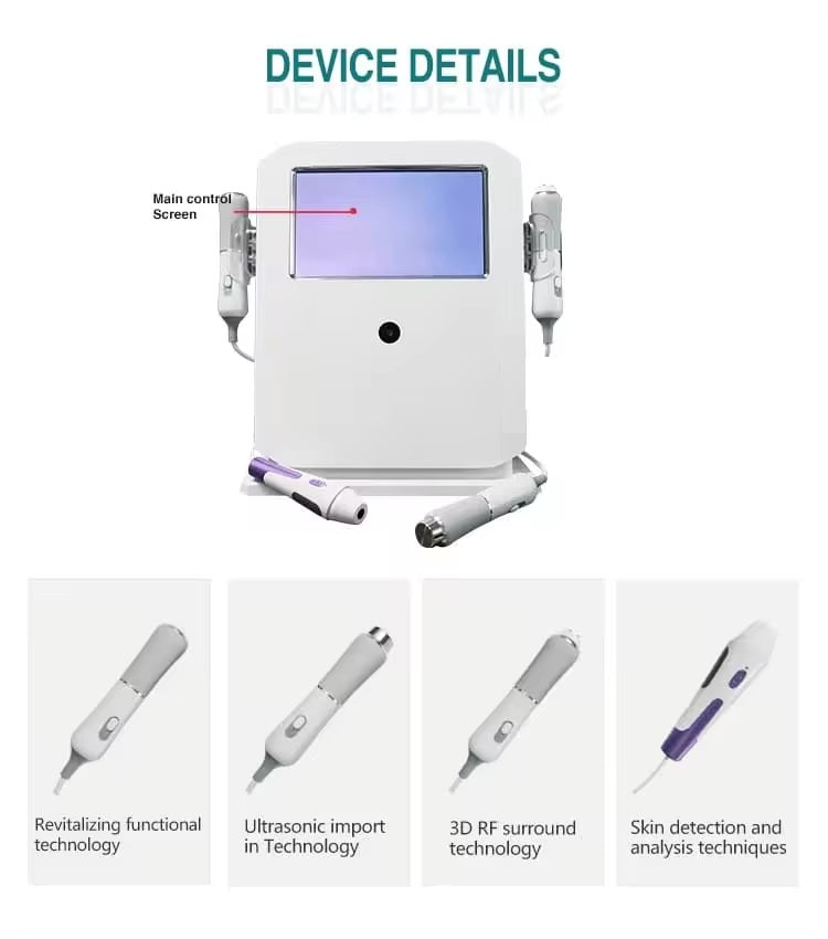 NEW 4 in 1 Oxygen Facial CO2 Bubble + RF + Ultrasound Machine + SCAN. Face Lifting and Whitening