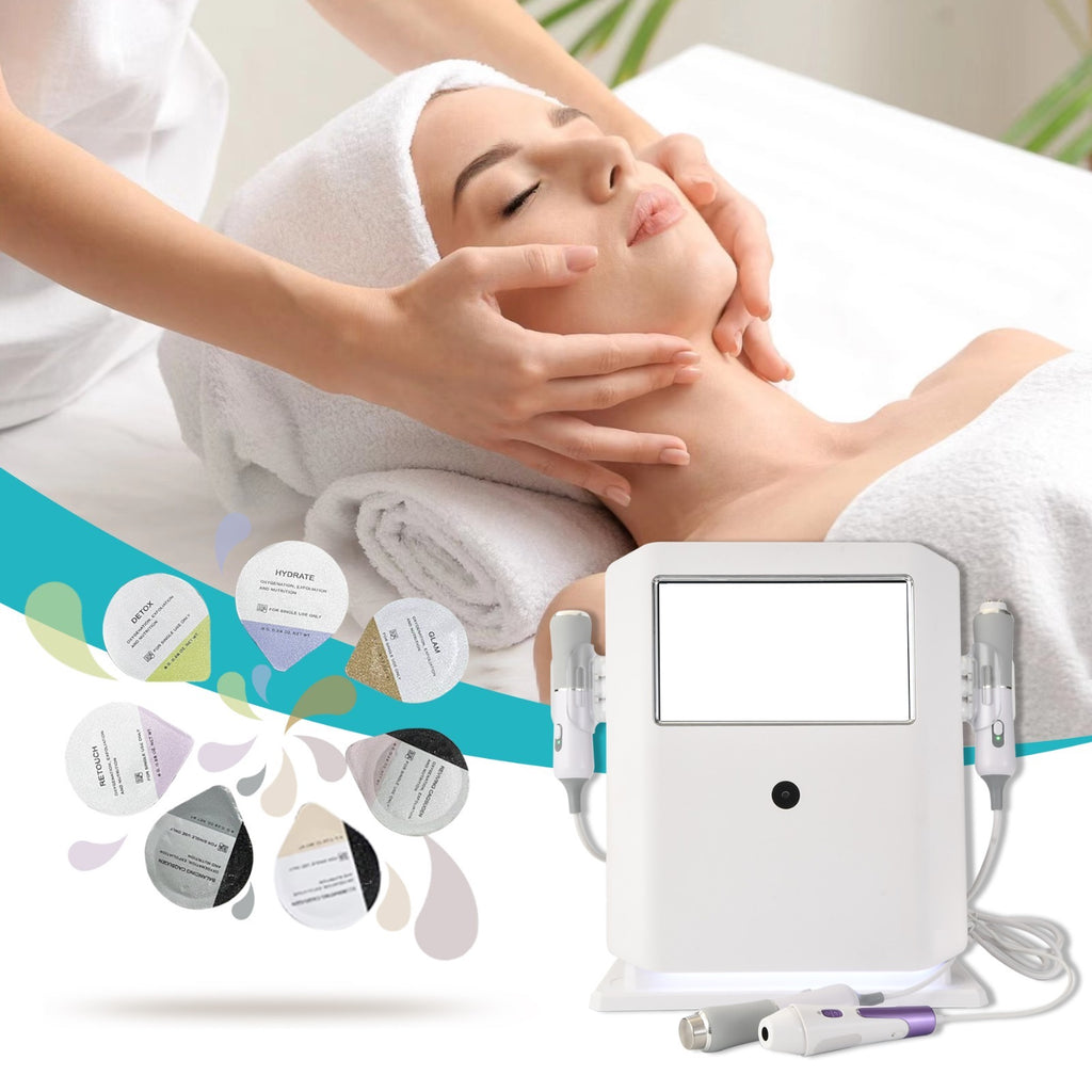 NEW RF Oxygen Facial Machine Pods Kit Capsules Gel + Pods + Serum