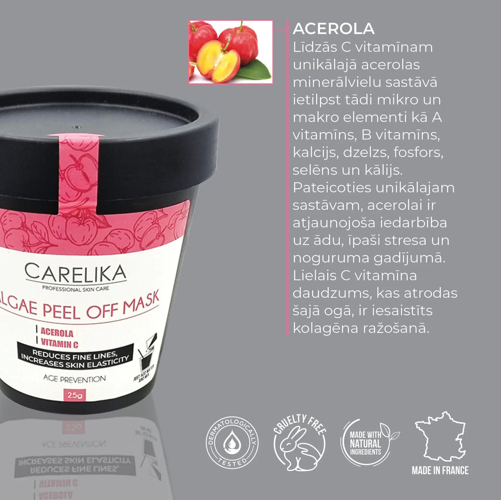 CARELIKA Algae Peel Off  Mask Acerola 25gr Jar