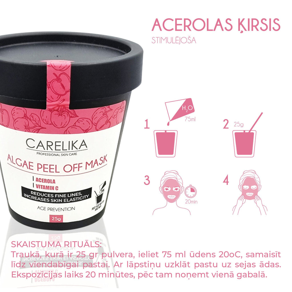 CARELIKA Algae Peel Off  Mask Acerola 25gr Jar