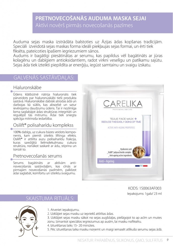 CARELIKA Anti-ageing tissue face mask, 23ml
