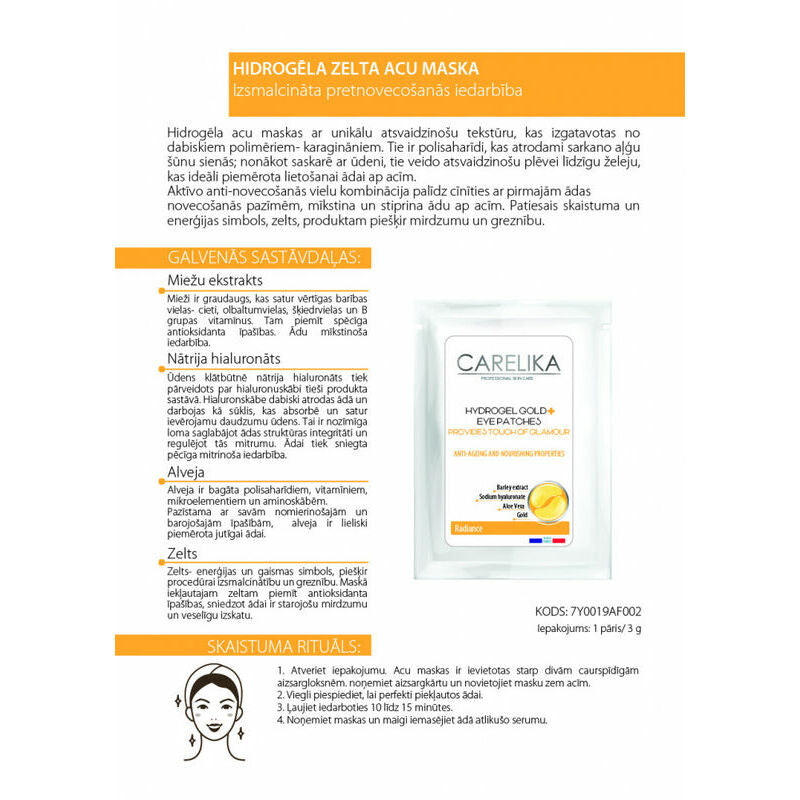 CARELIKA Hydrogel gold eye patches